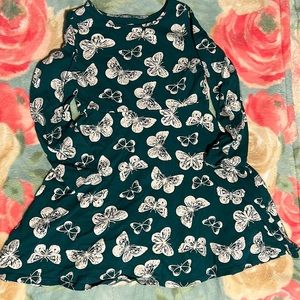 Jumping beans long sleeve green butterfly dress